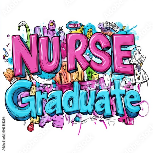 cool fun graffiti text NURSE Graduate 
