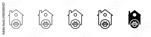 Cartoon-style pet house/doghouse on a white background, featuring a charming design