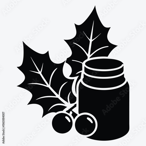 Christmas Day, Mistletoe Miracle Salve silhouette white background illustration, Generative Ai,