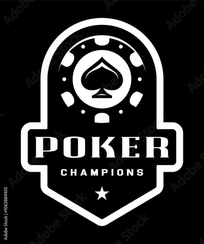 Poker chip logo. Spades sign. Gambling emblem. Casino games.