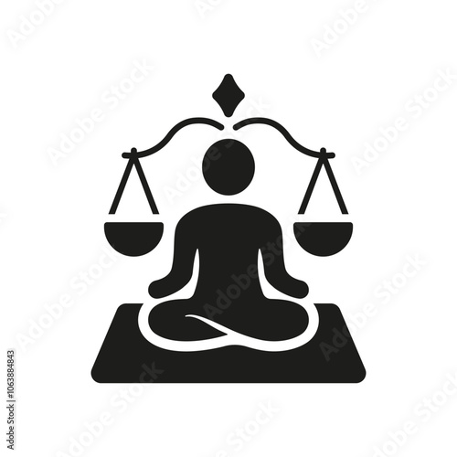 Yoga Balance Relax Silhouette Icon. Spiritual Zen Person in Pose Lotus Pictogram. Wellness Health Mind Black Icon. Pose Lotus. Isolated Vector Illustration