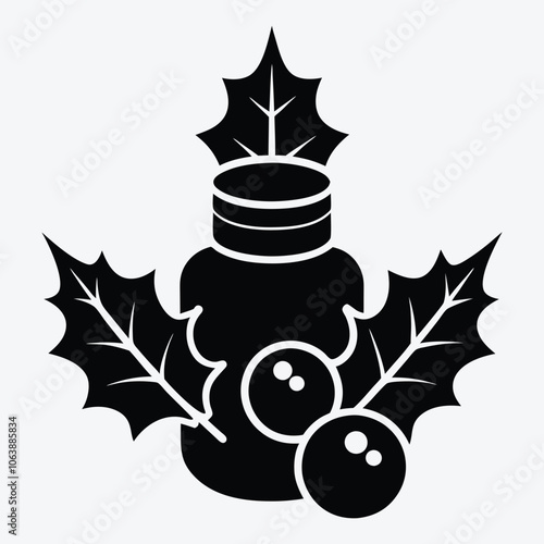 Christmas Day, Mistletoe Miracle Salve silhouette white background illustration, Generative Ai,