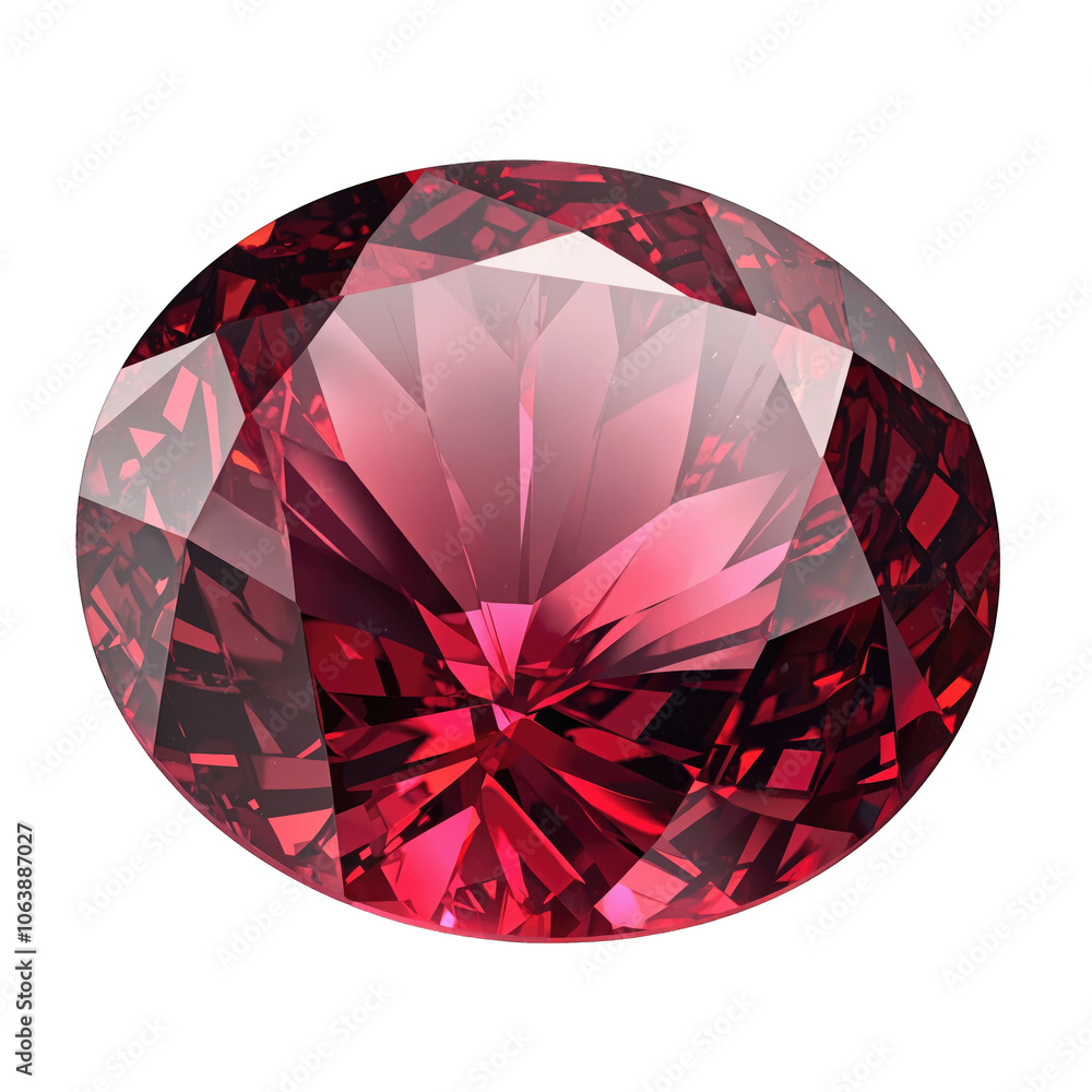 Close-up of a faceted red gemstone with intricate cuts. White Transparent Background, PNG. Spinel Gemstone. Studio gemstone photography for jewelry design and luxury branding. Close-up of a faceted red gemstone with intricate cuts. White Transparent Background, PNG. Spinel Gemstone. Studio gemstone photography for jewelry design and luxury branding.