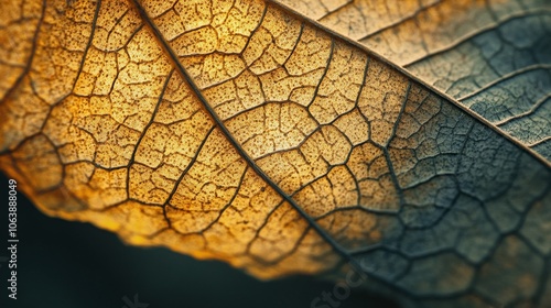 Macro Shot of Organic Leaf with High Contrast Lighting