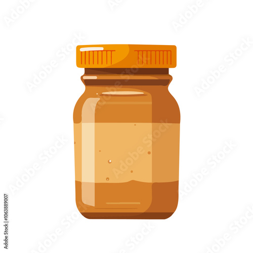 2D flat vector illustration peanut butter jar icon isolated on a white background.