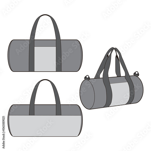 Duffel Bag Multi View Technical Drawing Set
