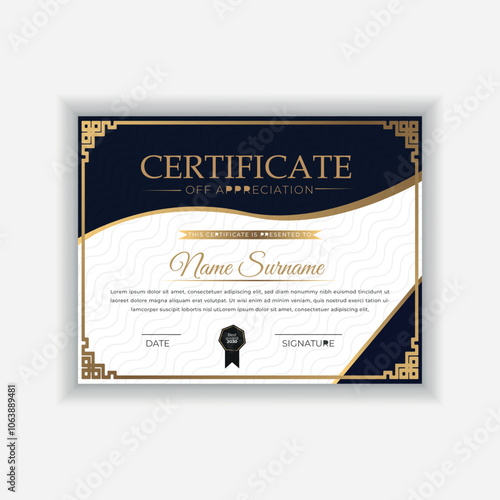  Certificate template. Diploma of modern design or gift certificate