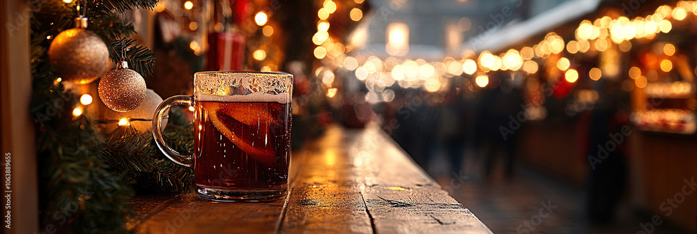 Glühwein an einem Glühweinstand am Weihnachtsmarkt zu Weihnachtszeit Glühwein an einem Glühweinstand am Weihnachtsmarkt zu Weihnachtszeit