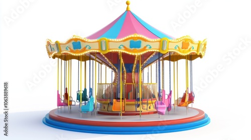 Close up view of Carousel isolated on white background. Ai generated image