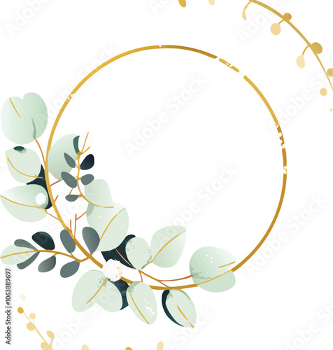 Gold Circle Eucalyptus Leaves Floral Wreath