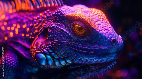 close-up eyes of iguana