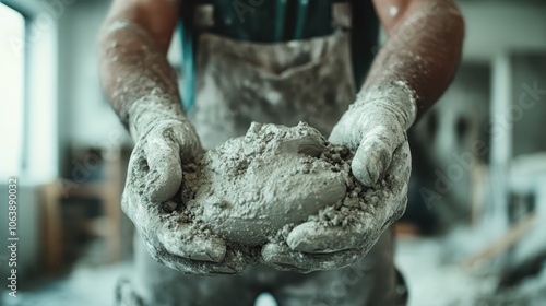 A skillful craftsman adeptly manages wet clay, shaping it carefully with expertise and focus, reflecting an artistic tradition rich in heritage and technique. photo