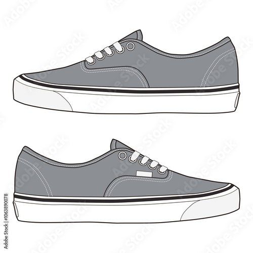 Gray Canvas Sneaker Technical Drawing Set

