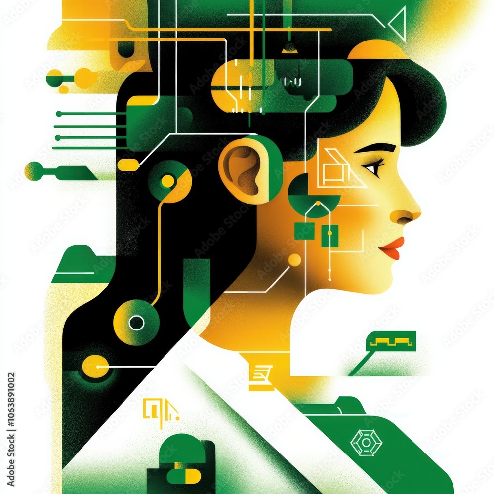 Obraz premium Innovative Digital Art Illustrates the Intersection of Technology and Identity