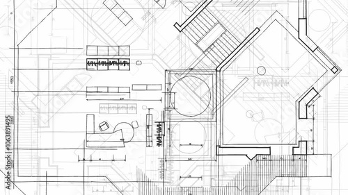 Architecture design: blueprint plan - vector illustration of a plan modern residential building / technology, industry, business concept illustration: real estate, building, construction, architecture