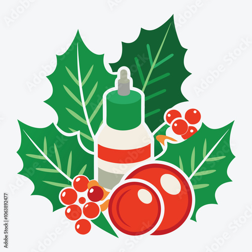 Christmas Day, Mistletoe Miracle Salve silhouette white background illustration, Generative Ai,