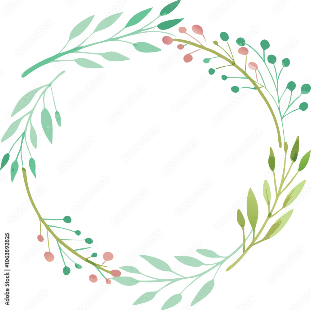 Floral Wreath Frame Green Leaves Branches Floral Wreath Frame Green Leaves Branches