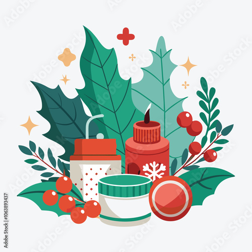 Christmas Day, Mistletoe Miracle Salve silhouette white background illustration, Generative Ai,