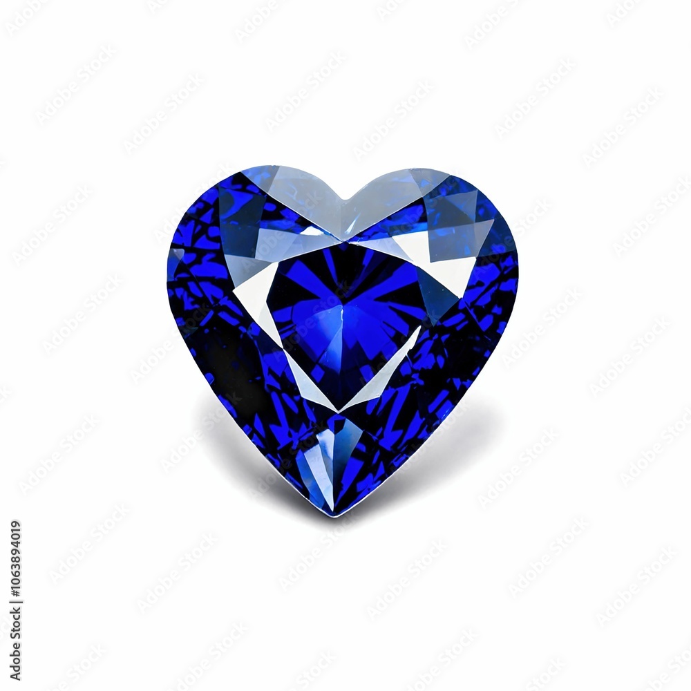 Fototapeta premium Heart-Shaped Blue Sapphire Gemstone on White Background