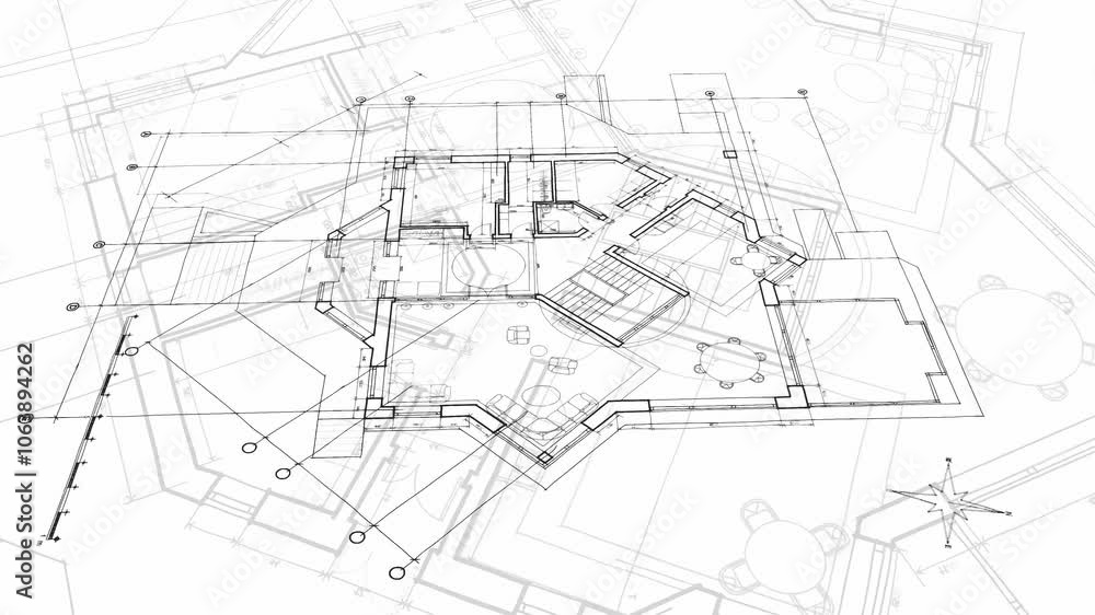 Architecture design: blueprint plan - vector illustration of a plan modern residential building / technology, industry, business concept illustration: real estate, building, construction, architecture Architecture design: blueprint plan - vector illustration of a plan modern residential building / technology, industry, business concept illustration: real estate, building, construction, architecture