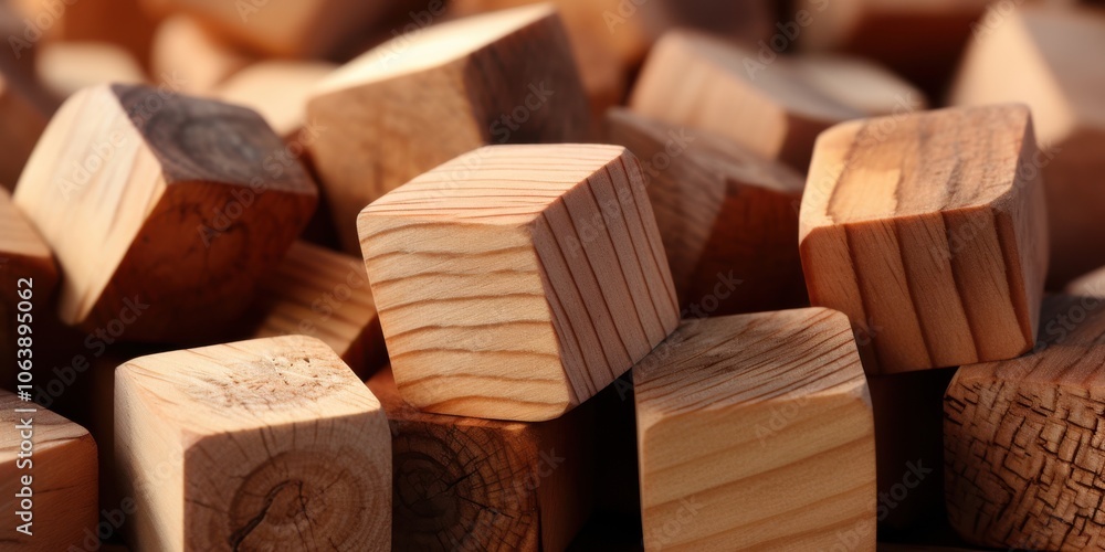 A close-up view of wooden blocks, showcasing their natural grain and texture, arranged in a random pattern, creating a visual representation of simple geometric shapes A close-up view of wooden blocks, showcasing their natural grain and texture, arranged in a random pattern, creating a visual representation of simple geometric shapes
