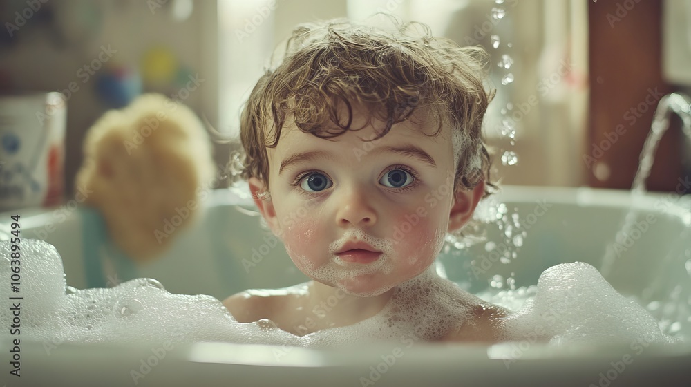 Illustration of a Little Kid Taking a Bath in the Bathtub: Capturing the Joy of Childhood Illustration of a Little Kid Taking a Bath in the Bathtub: Capturing the Joy of Childhood