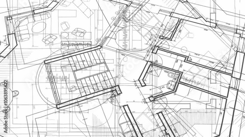 Architecture design: blueprint plan - vector illustration of a plan modern residential building / technology, industry, business concept illustration: real estate, building, construction, architecture