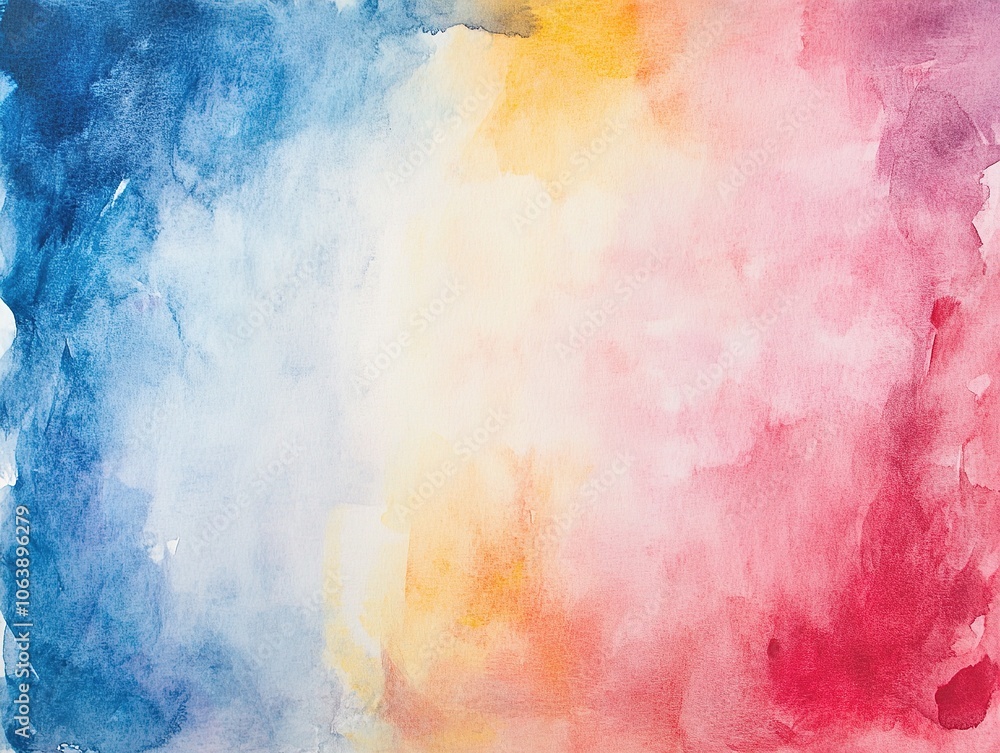 Abstract watercolor background in blue, pink, and yellow tones. Abstract watercolor background in blue, pink, and yellow tones.