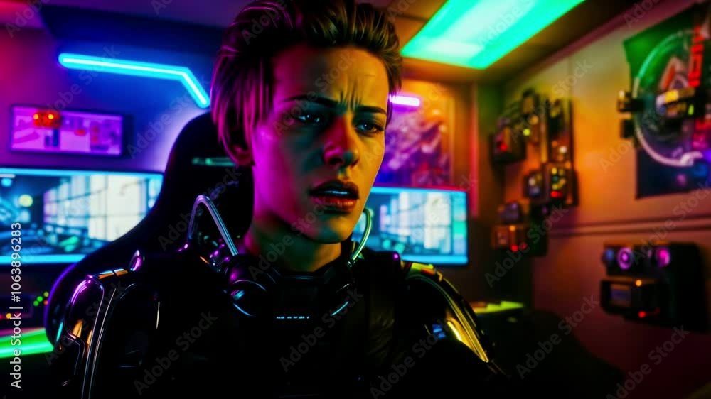 gamer retro futuristic gaming face angry player gamer retro futuristic gaming face angry player