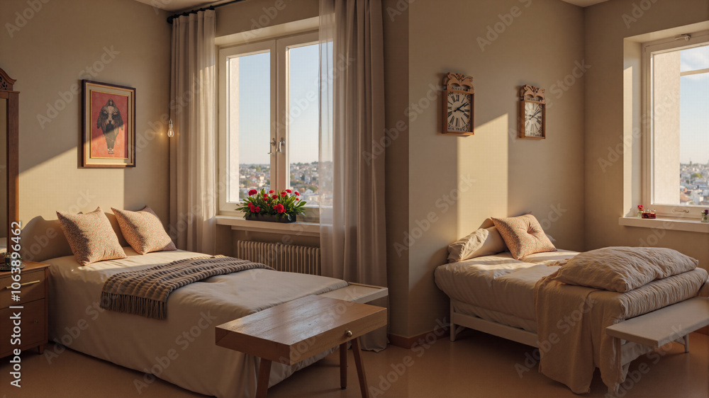 minimal modern bed room with sofa and wall paint minimal modern bed room with sofa and wall paint