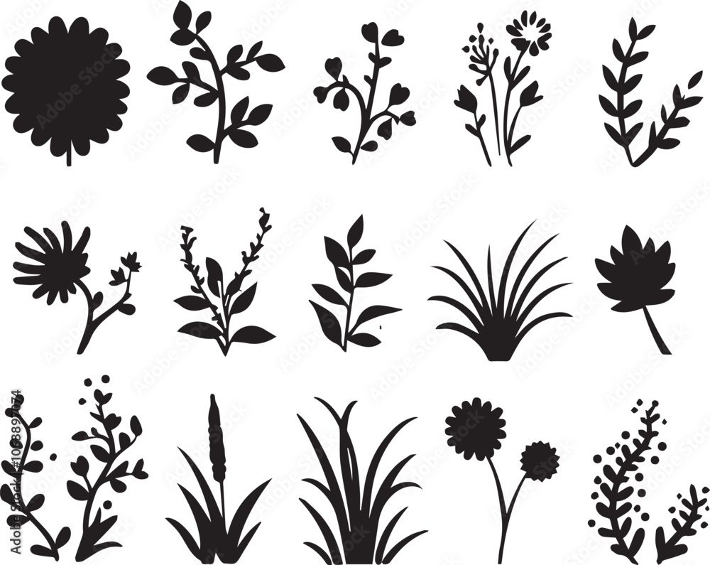 Set plants. Hand drawn vector illustration Set plants. Hand drawn vector illustration