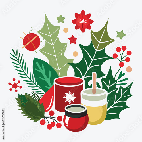 Christmas Day, Mistletoe Miracle Salve silhouette white background illustration, Generative Ai,