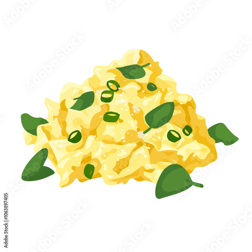 2D flat vector illustration scrambled eggs icon isolated on a white background.