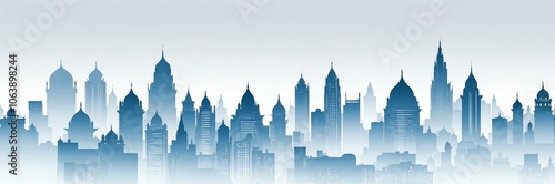 cityscape silhouette indian themed banner with white backdrop. light blinds background