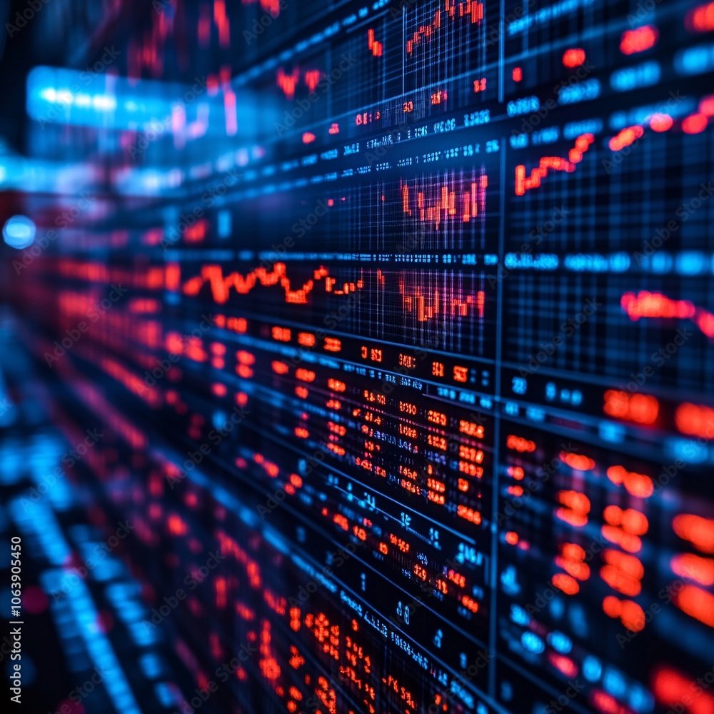 Stock Market Data Display - Red and Blue Stock Chart Stock Market Data Display - Red and Blue Stock Chart