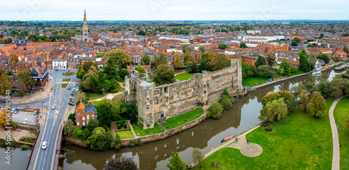 Aerial view of Newark-on-Trent, a market town and civil parish in the Newark and Sherwood district in Nottinghamshire, England photo