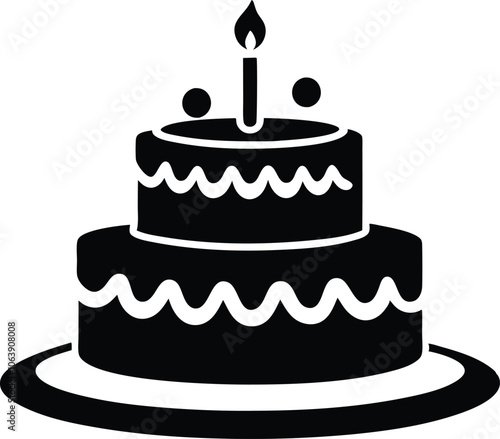 Birthday cake silhouette vector, birthday cake icon 