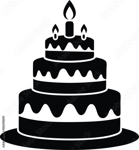 Birthday cake silhouette vector, birthday cake icon 