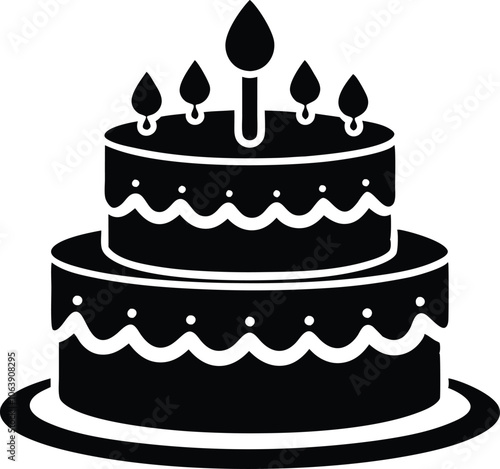 Birthday cake silhouette vector, birthday cake icon 