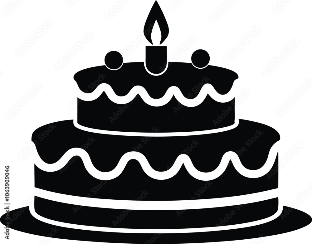 Birthday cake silhouette vector, birthday cake icon Birthday cake silhouette vector, birthday cake icon