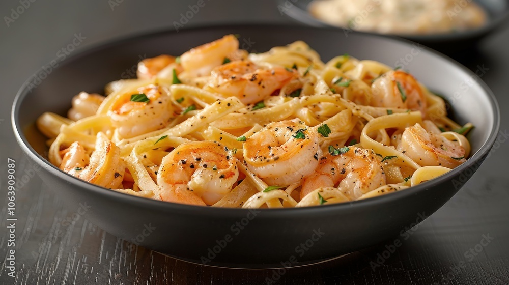Shrimp Scampi over linguine with garlic butter on seafood delight, Pasta photography Shrimp Scampi over linguine with garlic butter on seafood delight, Pasta photography