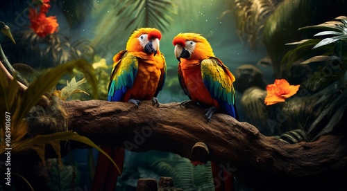 Wallpaper Mural close-up of a tropical wild bird in the forest, tropical wild bird, wild bird in the forest, bird sitting on the tree Torontodigital.ca