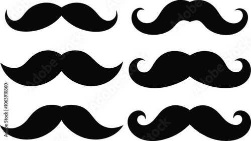 Moustache Silhouette, Set of mustache icon vector