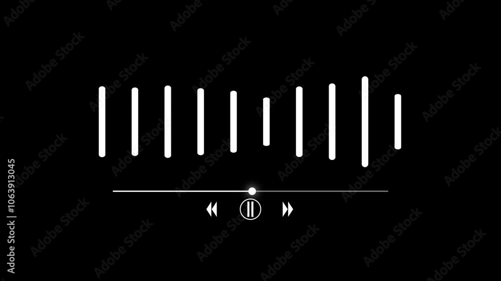 Abstract music sound wave or audio isolated on black background.Line digital minimalist voice and soundtrack. Abstract music sound wave or audio isolated on black background.Line digital minimalist voice and soundtrack.
