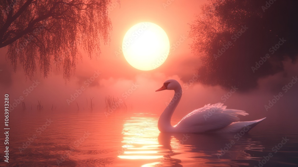 Fototapeta premium swan on the lake