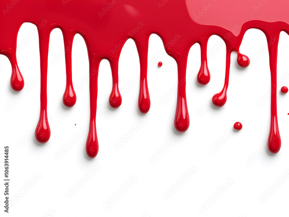 Red paint dripping isolated on white background Red paint dripping isolated on white background