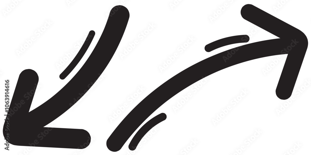 Long curvy hand drawn arrow vector Long curvy hand drawn arrow vector