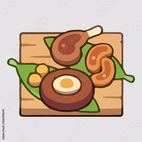 meat illustration for a food game asset