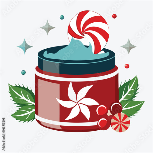 Christmas Day, Peppermint Frost Ointment silhouette white background illustration, Generative Ai,