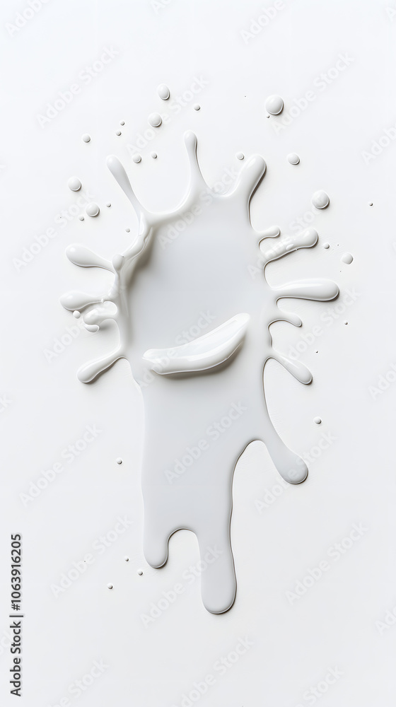 White paint splashing, dripping isolated on white background White paint splashing, dripping isolated on white background